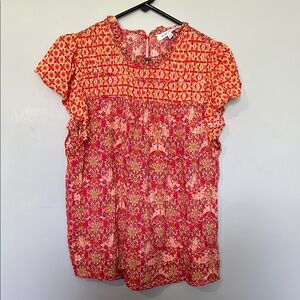 Rose & Olive Red Floral Blouse size L